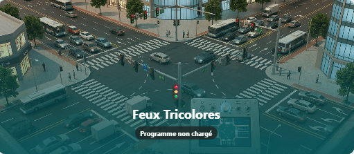 Vue aérienne d'un carrefour urbain équipé de feux tricolores